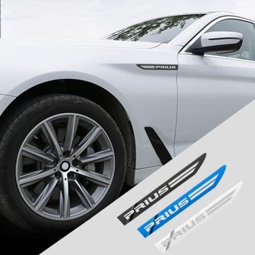 2PCS Stainless Steel Side Wing Badge Emblem Fender for Toyota Prius Accessories Car Styling