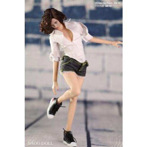 1/6 White Girl Solider Shirt Short Pants Clothes Suit JOA-42B Fit Female 12"PH TBL Figure Body