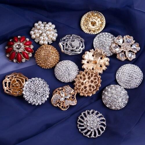 1pcs Metal Zinc alloy Golden Round diamond buttons garment accessories DIY materials For coats trench coats sewing Accessories