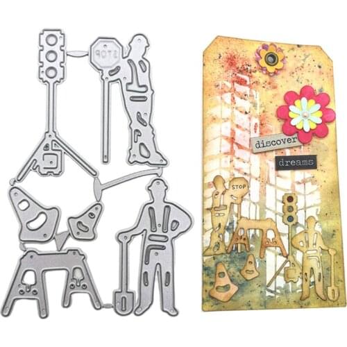 1Pc Urban Infrastructure Construction Cutting Dies 3D Metal Stencil Template for DIY Craft Scrapbooking, Card Maki