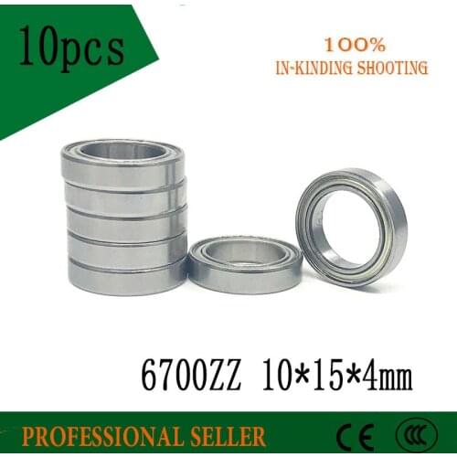 10pcs/Lot 6700ZZ 6700 ZZ 10x15x4mm Thin Wall Deep Groove Ball Bearing Mini Ball Bearing Miniature Bearing