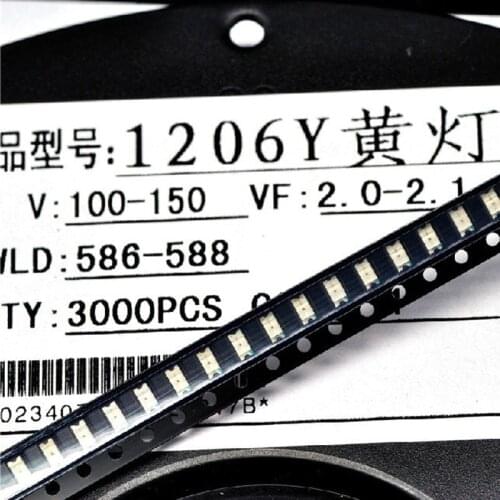 1000PCS/LOT 1206 yellow SMD LED bright yellow light-emitting diodes 3216