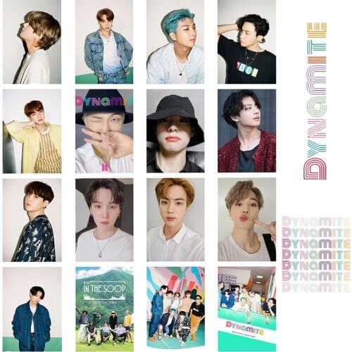 16pcs/set Kpop Bangtan Boys New Song DYNAMITE Lomo Card Jungkook V Suga Jimin Rm Jhope Jin Photo Card Collection Fans Gift