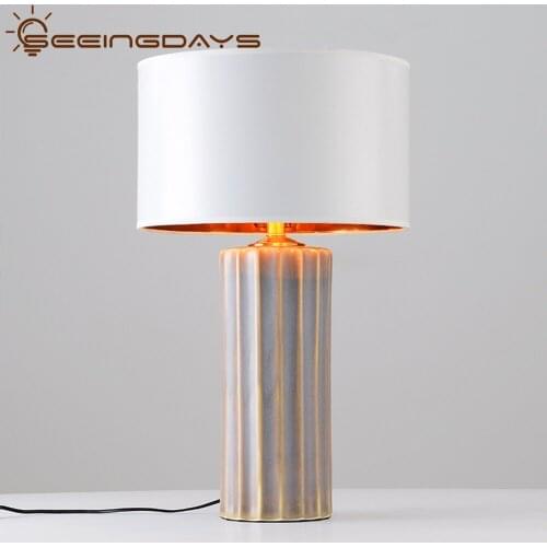 38x65cm Chinese Modern Ceramic Table Lamp For Living Room Creative Designer Hotel Bedroom Bedside Lamp Home Decoration EU Plug