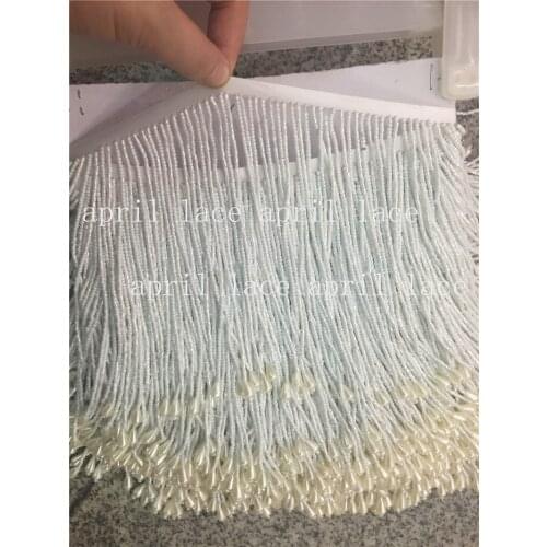 A003 # ivory 10 yards/bag 15 cm width beads ribbon fringe tassel for garment/decorative/wedding bridal gown dress