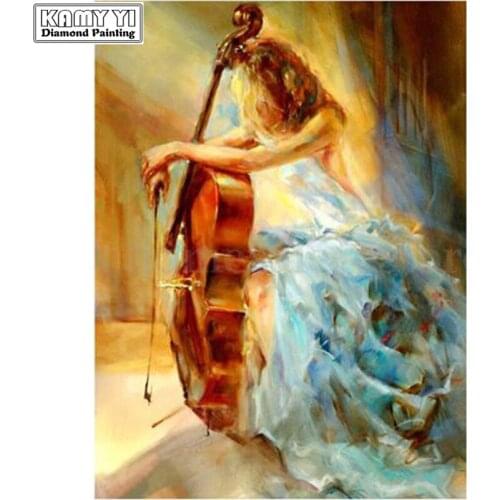 New Needlework 5D Diy Diamond Painting Cello Girl Full Diamond Embroidery Mosaic Girls Home Decoration Oil Painting XY20