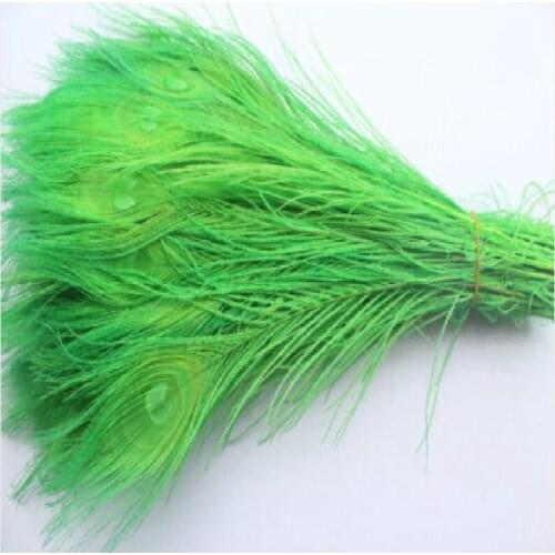 Free shipping 100 PCS green dyed peacock feather 10-12 inch / 25 to 30 cm peacock feathers for wedding decorations