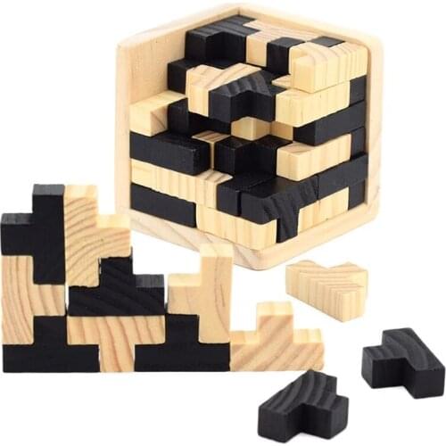 3D Wooden Puzzles IQ Toy Russia Ming Luban Cubes Educational Toys For Children Kids Adults IQ Brain Teaser Burr IQ Toys puzzle