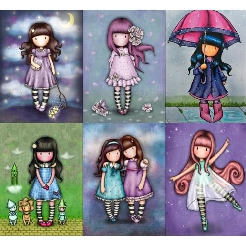 DIY Painting By Numbers Cartoon girl HandPainted Oil Painting Drawing On Canvas Unique Gift Home Decoration