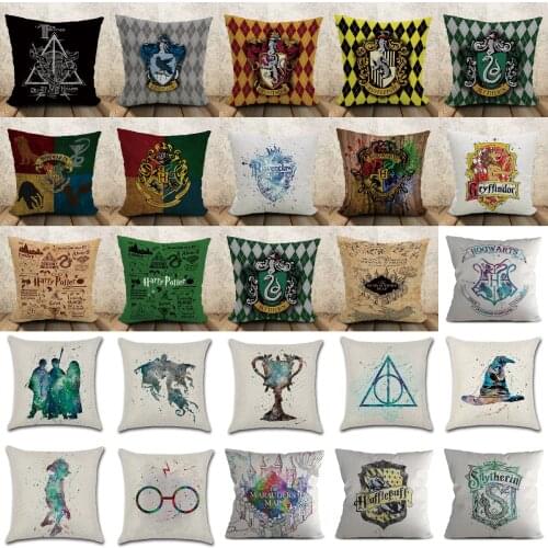 Fantasy Movie H. Porter Theme Linen Cushion Cover Creative Watercolor Magic Films Pillow Case Sofa Couch Decorative Throw Pillow