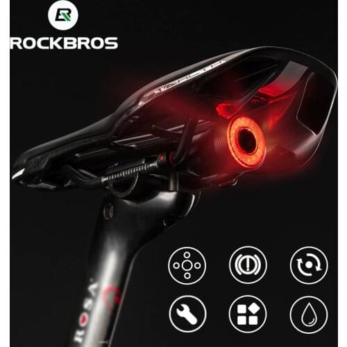 ROCKBROS Bicycle Auto On/Off Light Smart Brake Sensing Light IPX6 Waterproof LED Charging Cycling Taillight Bike Light Accessory