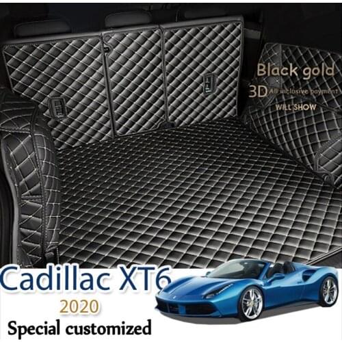 Custom Leather Car Trunk Mats For Cadillac XT6 2020 7-Seat Rear Trunk Floor Mat Tray Carpet Mud