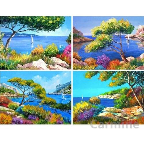Oil Painting DIY 5D Diamond Painting Landscape Tree Cross Stitch Embroidery Picture Full Round&Square Drill Home Decoration Gift