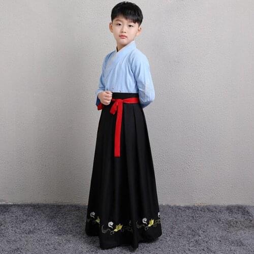 Chinese Ancient Costume for Children Scholar Hanfu Robe Tang Dynasty Folk Traditional Hanfu Dress Boys Cosplay Stage Costume