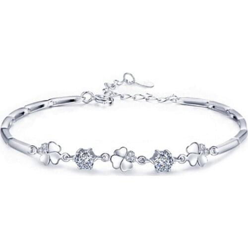 HB44 White stone Europe and America Classic Bracelet fashion jewelry Bangles silver bracelet for girl gift women