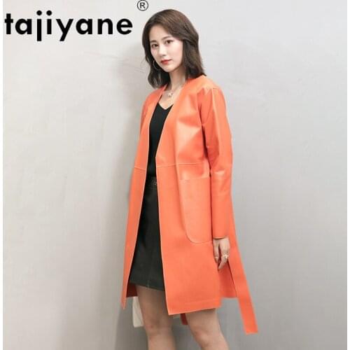 Leather Women Jacket 2021 Fashion Female Double-sided Sheepskin Coat Autumn Woamn Long Jackets Mujer Chaqueta TN302