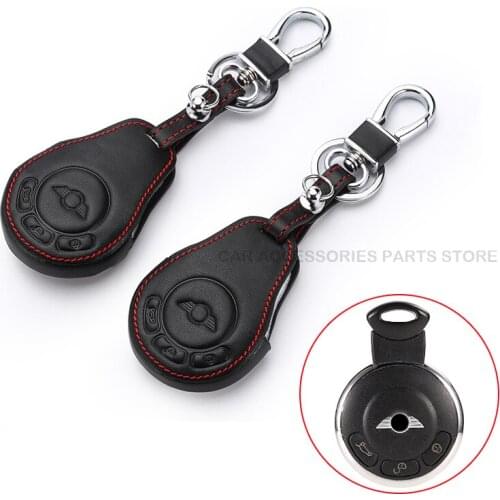 Leather Car Key Case Smart Keyless Remote Control Fobs Protector Cover Keychain Holder For BMW Mini Cooper Countryman Paceman