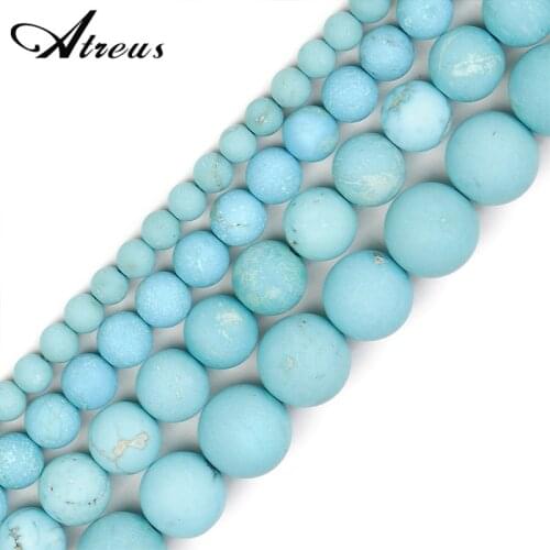 Natural Stone Round Beads Natural Turquoise Fashion Atreus New 4-10mm Matte For Jewelry Making Suitable For Men Or Women
