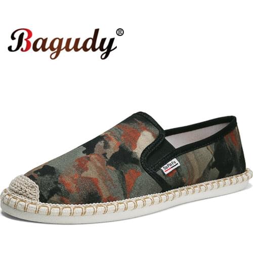 Summer Fashion camouflage Canvas Flat Shoes Outdoor Breathable Mens Vulcanize Shoes Non-slip Leisure Footwear Mens Loafers