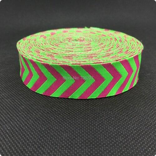 HOT!!! 2015 NEW wholesale 7/8'' 22mm Wide Green pink herringbone stripe Woven Jacquard Ribbon dog chain accessories 10yards/lot
