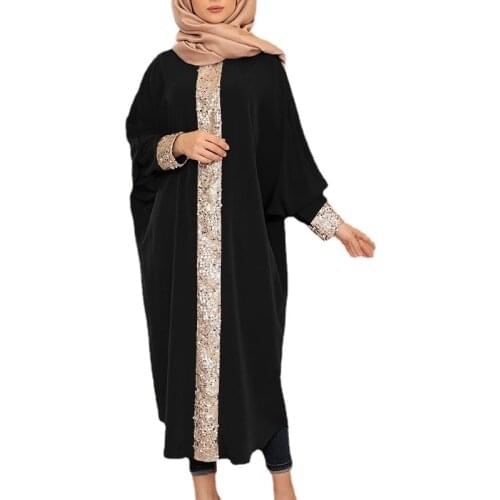 Muslim Sequins Abaya Kimono Hijab Dress Vestidos Ethnic Turkish Arab Dubai African Pakistan Caftan Marocain Kaftan Qatar Islamic