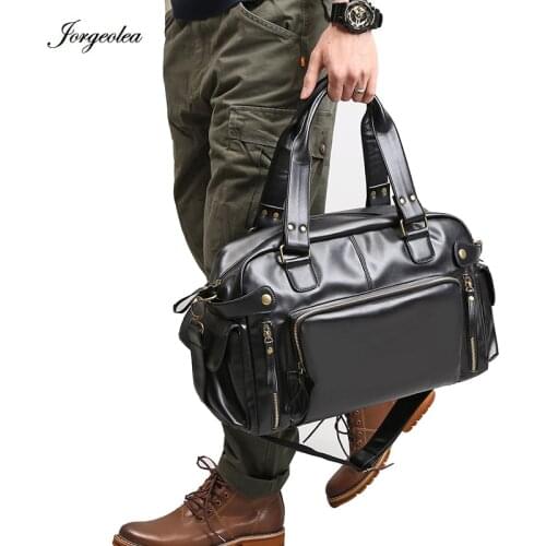 Joegeolea Men Classic PU Travel Bags Handbags Business Leather Shoulder Bag Satchel Male Briefcase Large