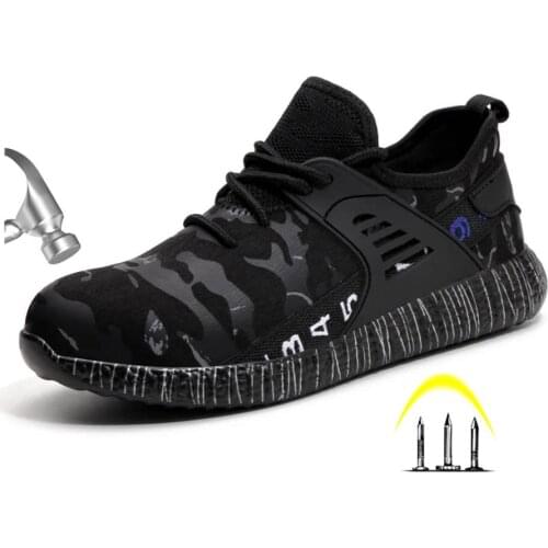 2021 New Men Shoe Fashion Sneakers Steel Toe Cap Anti Smashing Protective Safety Shoes Flat Puncture Proof Work Boots Antislip