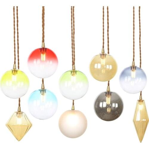 Nordic Creative Shop Decorative Lampshade Multicolour Gradient G4 Led Pendant Lights Hanglamp Loft Hanging Light Hang Lamp Shade