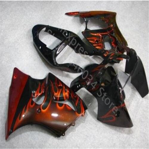 New ABS Whole Fairings Kit Fit for kawasaki Ninja ZX6R 636 2007 2008 07 08 6R ZX-6R Bodywork set custom black tangerine flames