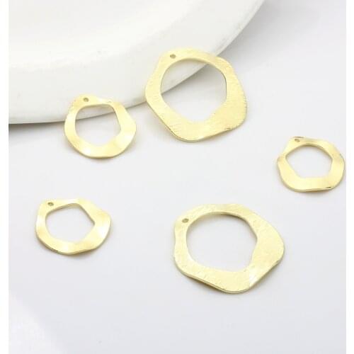 Zinc Alloy Golden Geometry Distorted Round Hollow Charms 22mm 33mm 10pcs/lot For DIY Earrings Jewelry Making Accessories