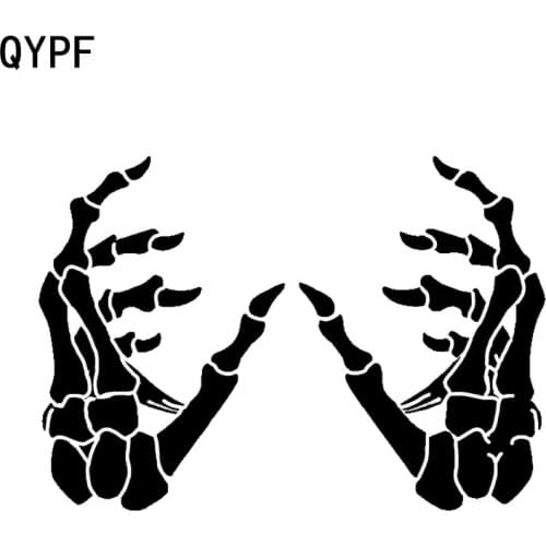QYPF 16.5*11.6CM Black Silver Decorating Vinyl Car Sticker Skeleton Hands grabbing Graphic C16-0083