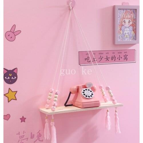 Pink Girl Wooden Hanging Board Shelf Wall Wood Partition Pendant Wall Decoration Bedroom Decor Kawaii Room Decor Storage Rack