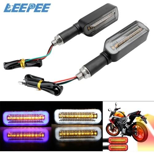 Motorcycle Turn Signals 2 in 1 Blinker Indicators 2Pcs/set DRL LED Turn Signal Light Flowing Water Flasher Universal Tail Lamp