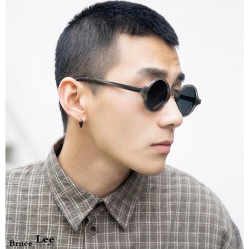 High Quality Retro Small Round Frame Polarized Sunglasses Men Personality Acetate Translucent Cat Eye Sunglasses Women vintage