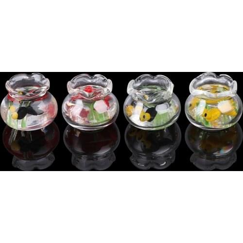 Glass Fish Tank Aquarium Kids Toys Gift Pretend Play Furniture Toys 1:12 Miniature Dollhouse Home Ornaments