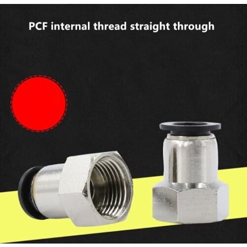 2pcs Tracheal connector PCF6-01 black 8mm-02 quick 10-03 hose quick insert internal thread straight through
