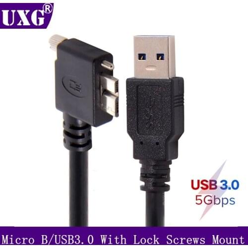 90 Degree Right Down Angled Micro B USB 3.0 With M2 Lock Screws Mount Data Charge cable for IDS AVT Point Grey industrial camera