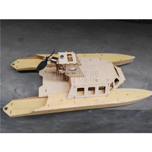 Wind Catamaran Rescue boat vector steering Wooden model ship kit RC model