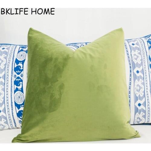 High Quality Soft Grass Green Velvet Cushion Cover Grass Pillow Case No Balling-up Without Stuffing