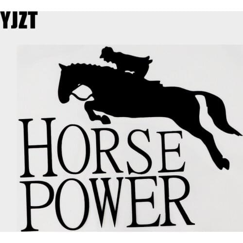 YJZT 14.3CM×11.5CM Horse Power Vinyl Motorcycle Decal Car Sticker Black/Silver 13F-0109
