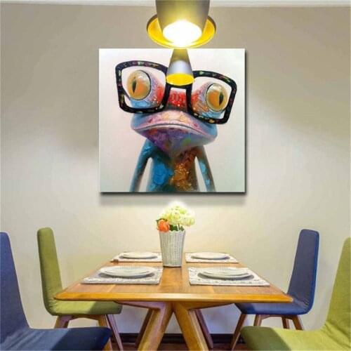 Frog and Hippopotamus Funny Animal Wall Picture Decoration PIG Canvas 100% Handmade Oil Painting Wall Artist Bedroom decoration
