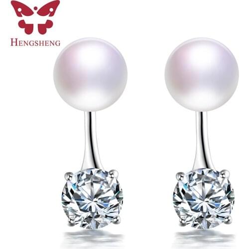 HENGSHENG Real Natural Pearl Women Earring,Dangle Earring Fine Jewelry,Bread Round Pearl with 925 Silver Earring,Wedding Earring