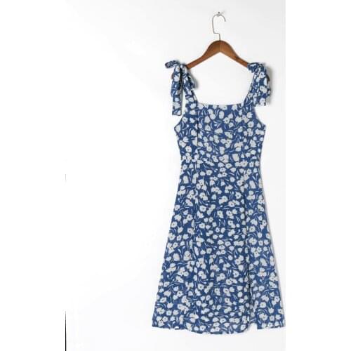 Women Dress Summer Print Color Sexy Straps Bow Elastic Bust New Hot Beach Style Mini Dresses Chiffon Female Vestido C2823