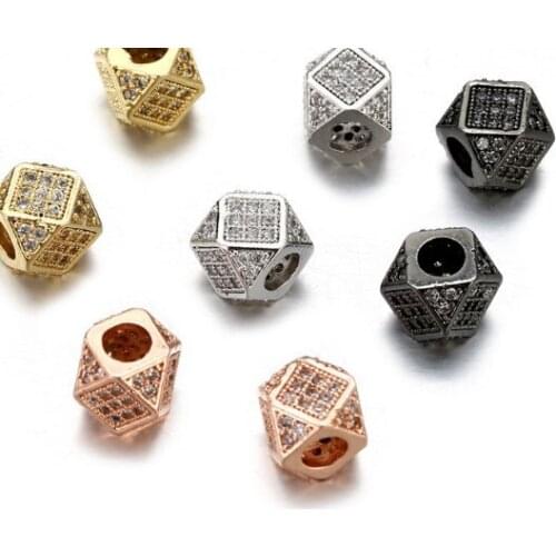 0.7*0.7cm Cube spacer micro pave cz crystal zircon cubic zirconia beads metal bracelet DIY making silver gold plated yh424