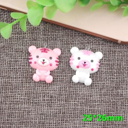 10pcs 25*26MM Resin wild animal tiger charms decorative pendant flatback cabochon jewelry making Diy Ornaments decoration craft