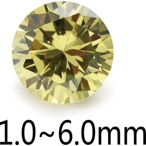 100PCS 1.0mm~6.0mm Round Shape Loose CZ Stone Olive Yellow Color AAAAA Cubic zirconia Synthetic Gems For Jewelry DIY Stone