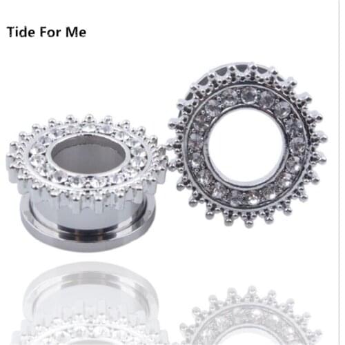 2PCS New Selling Stainless Steel Hollow Ear Gauges Flesh Rose Gold Color Ear Tunnel Plug Expander Body Piercing Jewelry