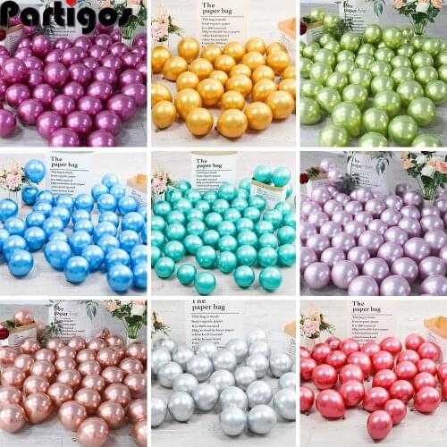 20pcs Metallic Gold Silver Blue Green Purple Ballon Wedding Happy Birthday Latex Balloons Metal Chrome Balloon Air Helium Globos