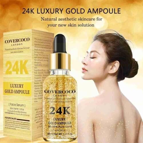 24K Gold Serum Essence Face Care Skincare Moisturizing Whitening Gold Foil Wrinkle Liquid Skin Remover Aging Anti Tonic P4E3