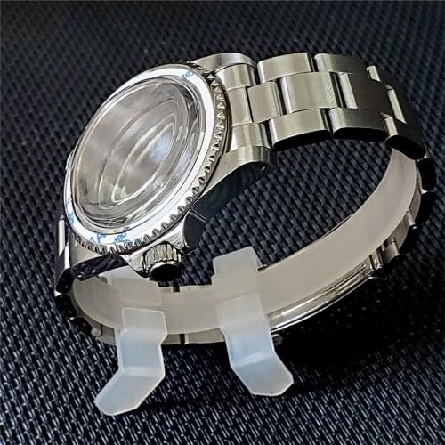 39.5mm Stainless Steel Watch Case with Watch Strap Belt Bezel Replacement Accessories for Japanese NH35 NH36 Movements